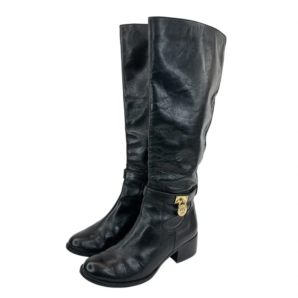 MICHAEL Michael Kors Women’s Black Leather Riding Boots - Picture 4 of 16